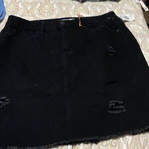 Royalty For Me Distressed Black Mini Skirt